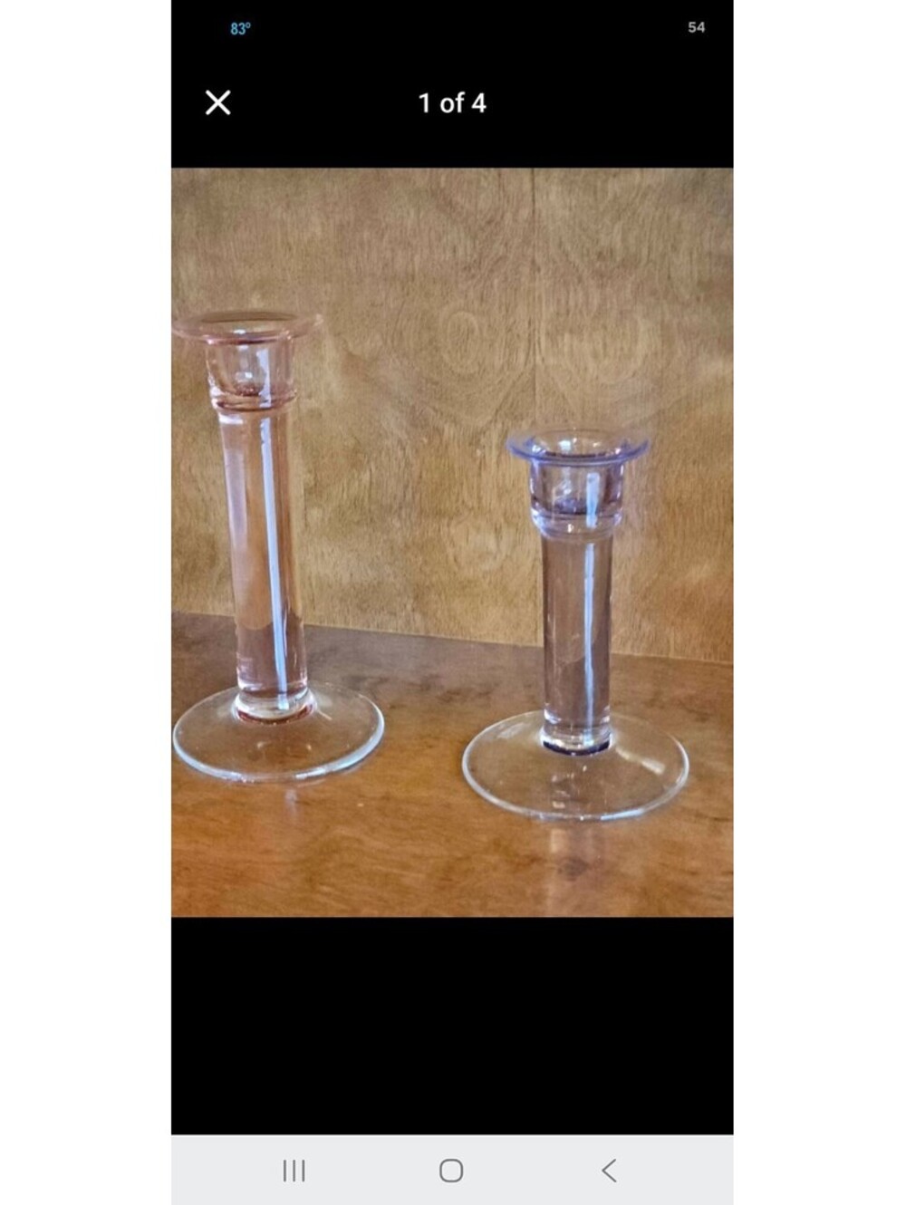 Pair of Vintage Swedish And Czechoslovakian Glass Candlestick  Holders